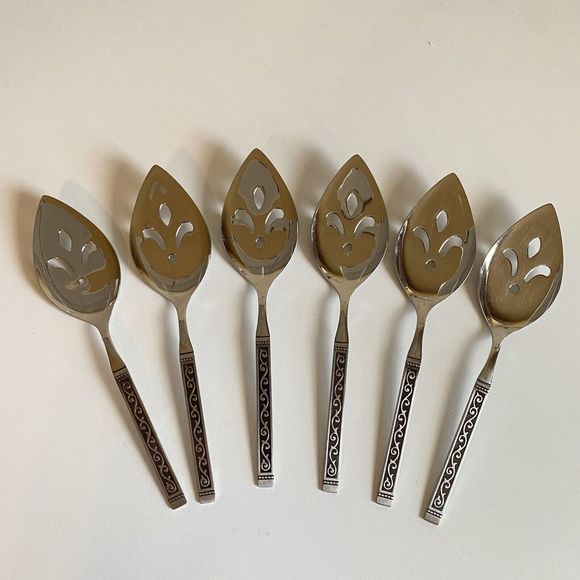 Oneida Ltd 1881 Rogers Stainless Pie Server Spanish Court Black Textured (6) Pcs - Picture 1 of 7